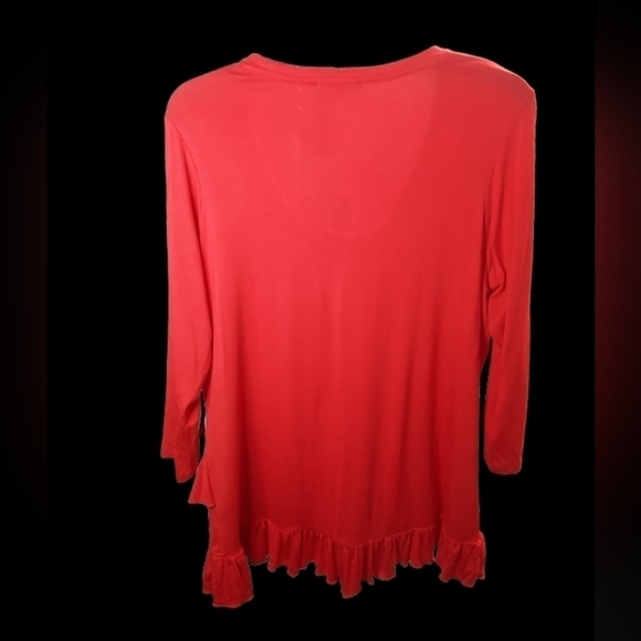 Jeanne Pierre  Red Med Long sleeve top with ruffles - Picture 10 of 10